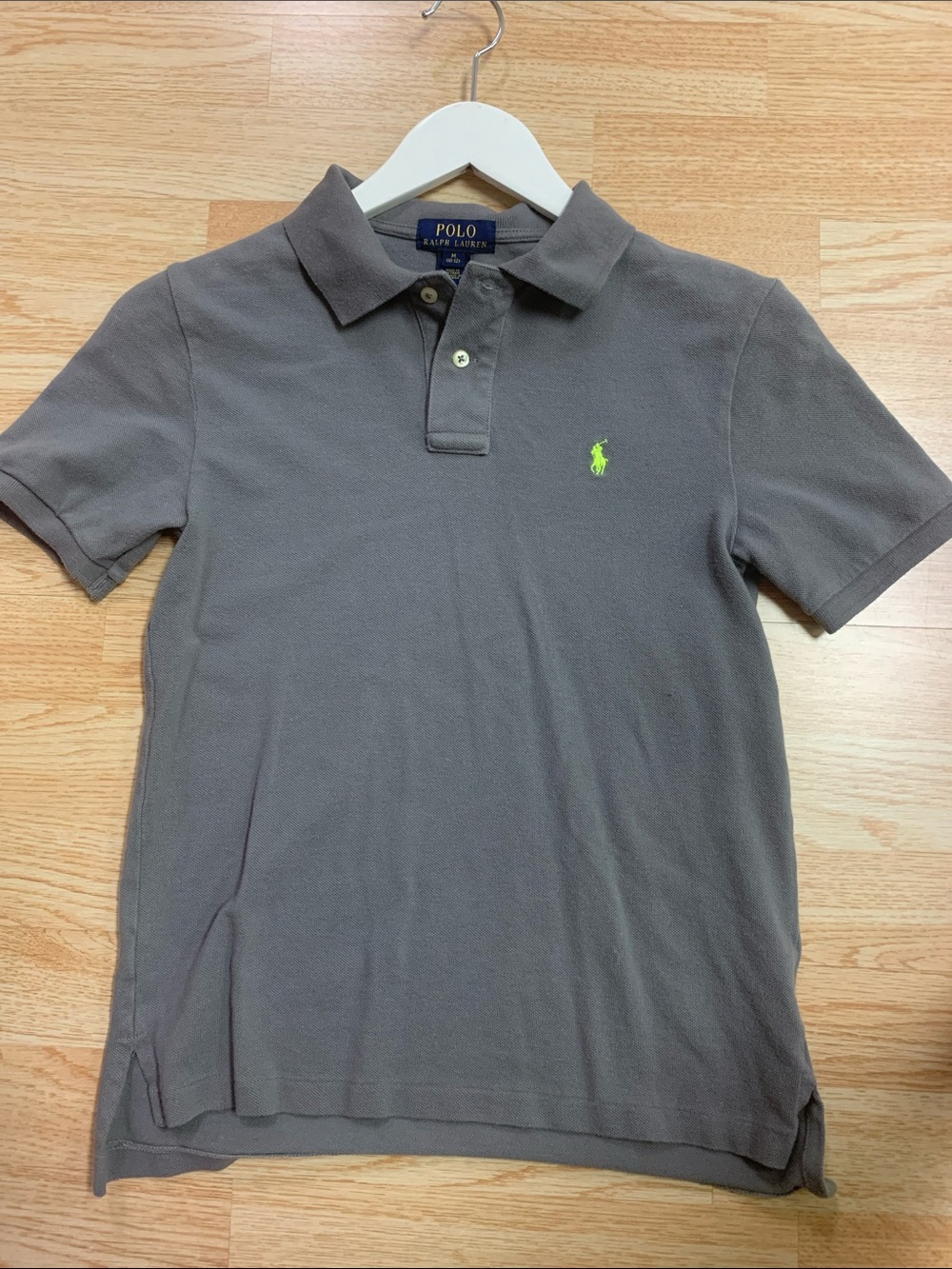 Polo by Ralph Lauren Gray Polo with Lime Green Pony boys M 10/12